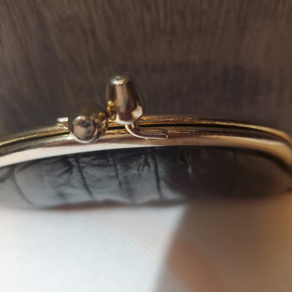 EUC Vintage Eel skin Coin Purse Twistlock Hardware Genuine Eelskin Black - Picture 7 of 8